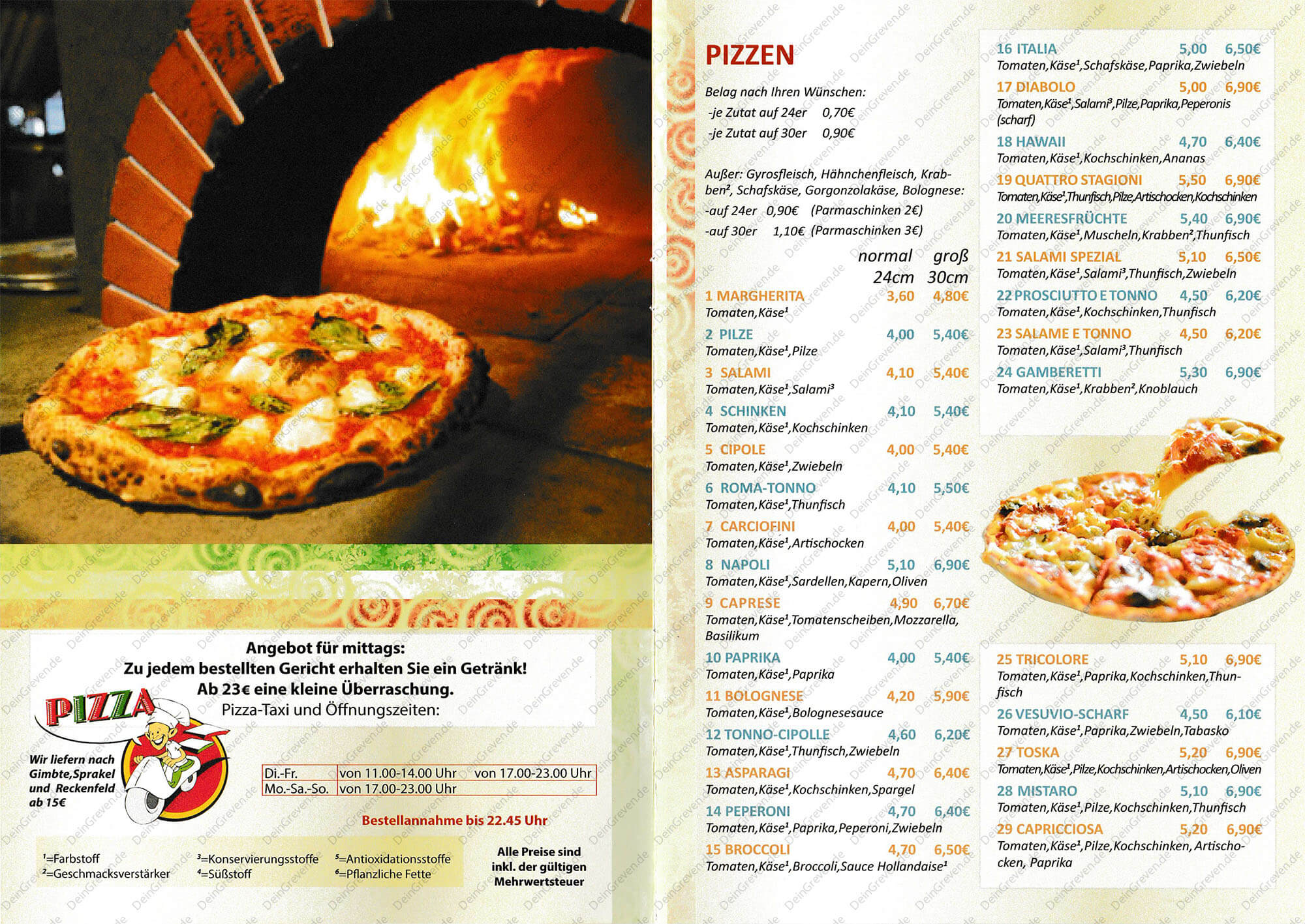 Pizza und Co Speisekarte Seite 2
